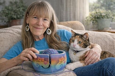 Kitty Cat Yarn Bowl by Award-Winning Artist Judith Stiles. HANDMADE in USA (Cape Cod). Pottery Knitting & Crochet, Handmade Durable Pottery. Gift for Knitters, Cat Lovers and Animal Lovers. in Saudi Arabia