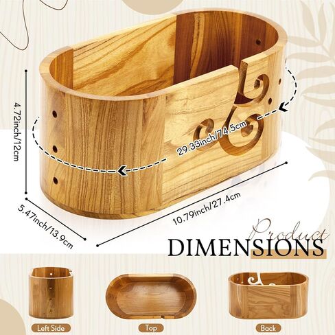 Marsui 3 ثقوب مجعد تصميم وعاء غزل الكروشيه المتضخم 5.47 × 10.79 × 4.72 بوصة أوعية كروشيه خشبية للغزل وعاء غزل خشبي وعاء غزل كروشيه حامل لوازم حياكة الكروشيه هدية كروشيه in Kuwait