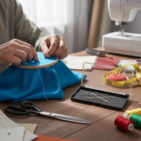 Magnetic Needle Case Sewing Needle Case with Clear Cover Strong Built-in Magnet Secures Pins Under 10.5cm Portable Needles Organizer Box for Sewing Quilting Crafts Supplies in Kuwait