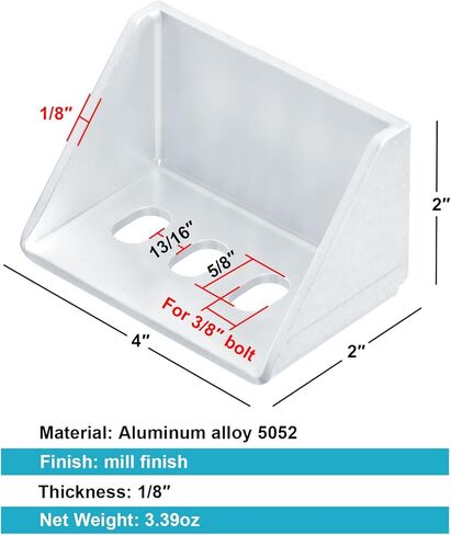 4 Pack Aluminum Weld On Mounting Tab, 4" x 2" x 2" Gusseted Bracket for Fuel Cell Tank in Kuwait