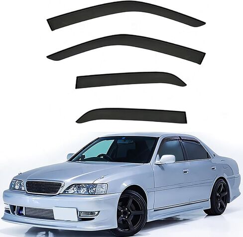 Window Visors for Toyota Cresta MK5-X100 1997-2002 Rain Guard Side Window Vent Deflectors Tape-On Extra Durable Vent Visors Side Window Visor Deflector Comp in Kuwait
