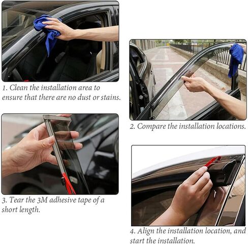 Window Visors for Toyota Cresta MK5-X100 1997-2002 Rain Guard Side Window Vent Deflectors Tape-On Extra Durable Vent Visors Side Window Visor Deflector Comp in Kuwait