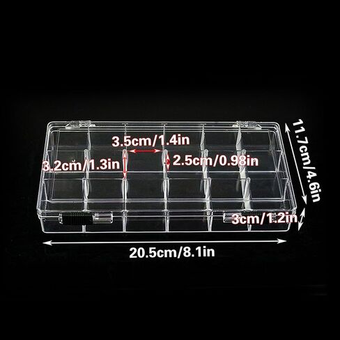 SnowTing 2 Pack 18 Grids Clear Plastic Organizer Box, Multi-grids Fixed Compartment Craft Storage Box for Beads, Fishing Tackles, Jewelry, Art Craft, Gem, Small Items in Saudi Arabia