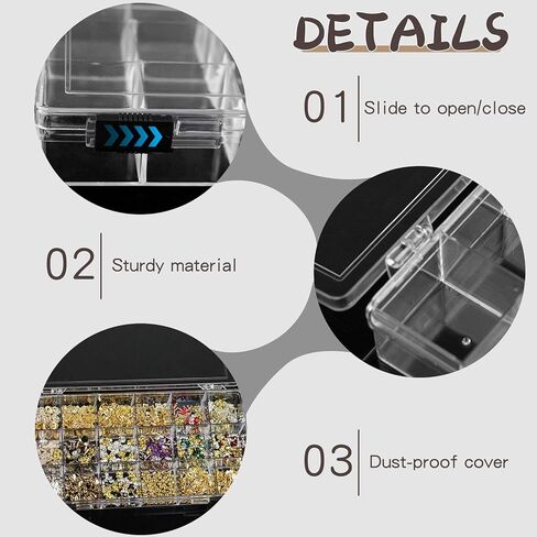 SnowTing 2 Pack 18 Grids Clear Plastic Organizer Box, Multi-grids Fixed Compartment Craft Storage Box for Beads, Fishing Tackles, Jewelry, Art Craft, Gem, Small Items in Saudi Arabia