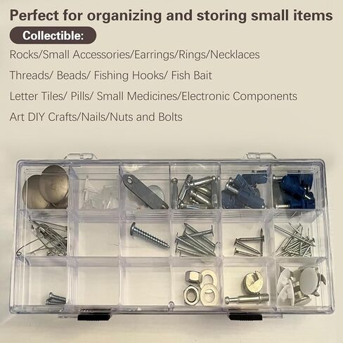 SnowTing 2 Pack 18 Grids Clear Plastic Organizer Box, Multi-grids Fixed Compartment Craft Storage Box for Beads, Fishing Tackles, Jewelry, Art Craft, Gem, Small Items in Saudi Arabia