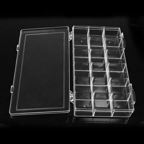 SnowTing 2 Pack 18 Grids Clear Plastic Organizer Box, Multi-grids Fixed Compartment Craft Storage Box for Beads, Fishing Tackles, Jewelry, Art Craft, Gem, Small Items in Saudi Arabia