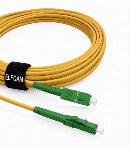 Elfcam® - 7m/22.96ft Fiber Optic Cable SC/APC to LC/APC Singlemode Simplex, 9/125μm LSZH Optical Patchcord Yellow 7 Meters in Saudi Arabia