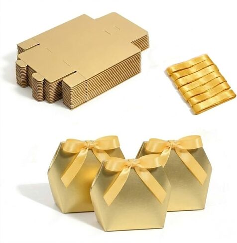 Rowcay Small Gift Boxes with Ribbons, 16 Pack Pink Foldable Empty Gift Boxes for Wedding Party Favors, Cookies, Candy, Jewelry, Small Presents, Gift Packaging and Favor Displays in Kuwait