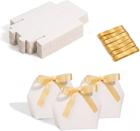 Rowcay Small Gift Boxes with Ribbons, 16 Pack Pink Foldable Empty Gift Boxes for Wedding Party Favors, Cookies, Candy, Jewelry, Small Presents, Gift Packaging and Favor Displays in Kuwait