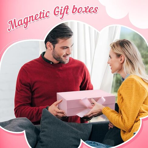 Erinnmy 5 Pack Gift Boxes with Lids,Magnetic Closure Collapsible Gift Box,Pink Proposal Box with Ribbon for Presents,Christms,Mother's Day,Weddings,Bridesmaid Proposal Gifts,10.2x7.3x 3.2 Inch (Pink) in Kuwait