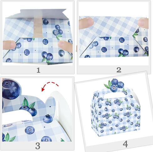 umoni Blueberry Party Favor Treat Box Blueberry Baby Shower Decorations 12PCS Blueberries Birthday Gift Box Berry Checkered Goodie Box for Boys Girls Berry Sweet Theme Party Decor in Kuwait