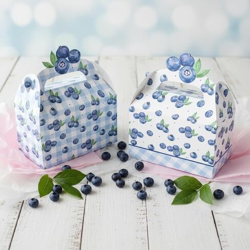 umoni Blueberry Party Favor Treat Box Blueberry Baby Shower Decorations 12PCS Blueberries Birthday Gift Box Berry Checkered Goodie Box for Boys Girls Berry Sweet Theme Party Decor in Kuwait