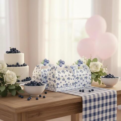 umoni Blueberry Party Favor Treat Box Blueberry Baby Shower Decorations 12PCS Blueberries Birthday Gift Box Berry Checkered Goodie Box for Boys Girls Berry Sweet Theme Party Decor in Kuwait