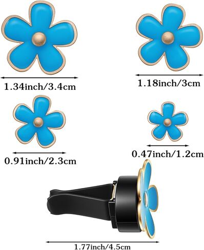 8PCS Flower Vent Clips for Car, Daisy Air Freshener Clip Cute Blue Flower Conditioning Outlet Clip Decorations Interior Decor Accessories for Women (Blue, 3.4cm 3cm 2.3cm 1.2cm) in Kuwait