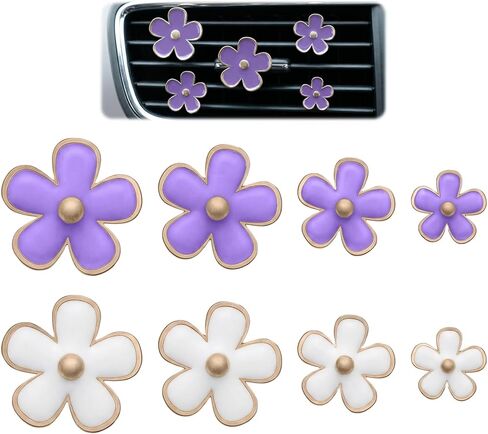8PCS Flower Vent Clips for Car, Daisy Air Freshener Clip Cute Blue Flower Conditioning Outlet Clip Decorations Interior Decor Accessories for Women (Blue, 3.4cm 3cm 2.3cm 1.2cm) in Kuwait