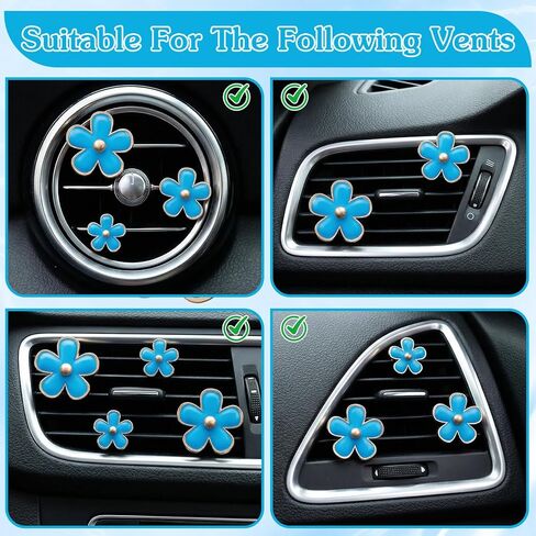 8PCS Flower Vent Clips for Car, Daisy Air Freshener Clip Cute Blue Flower Conditioning Outlet Clip Decorations Interior Decor Accessories for Women (Blue, 3.4cm 3cm 2.3cm 1.2cm) in Kuwait