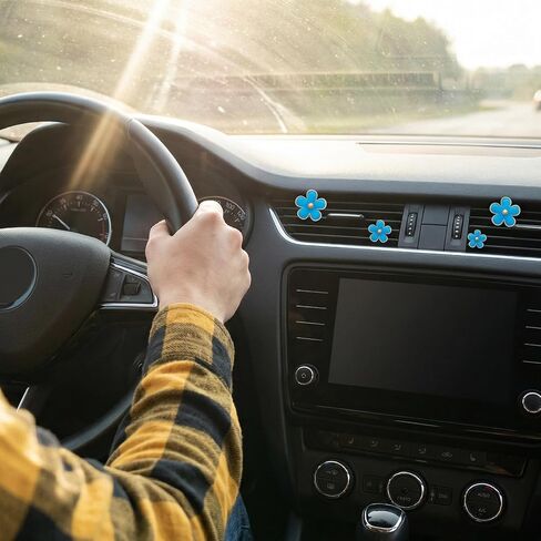 8PCS Flower Vent Clips for Car, Daisy Air Freshener Clip Cute Blue Flower Conditioning Outlet Clip Decorations Interior Decor Accessories for Women (Blue, 3.4cm 3cm 2.3cm 1.2cm) in Kuwait