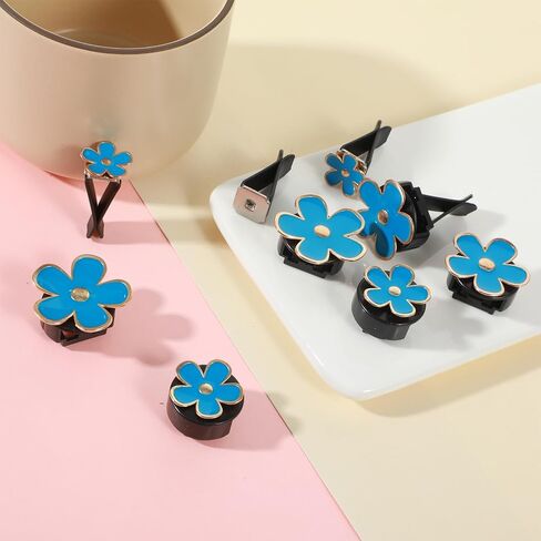 8PCS Flower Vent Clips for Car, Daisy Air Freshener Clip Cute Blue Flower Conditioning Outlet Clip Decorations Interior Decor Accessories for Women (Blue, 3.4cm 3cm 2.3cm 1.2cm) in Kuwait
