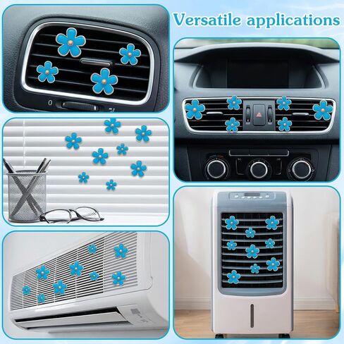 8PCS Flower Vent Clips for Car, Daisy Air Freshener Clip Cute Blue Flower Conditioning Outlet Clip Decorations Interior Decor Accessories for Women (Blue, 3.4cm 3cm 2.3cm 1.2cm) in Kuwait