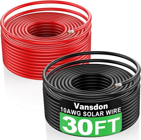 Vansdon 2x200FT Solar Panel Wire,10AWG Solar Wire Tinned Copper PV Cable for Solar Panels Outdoor Automotive RV Mppt Boat Marine in Saudi Arabia