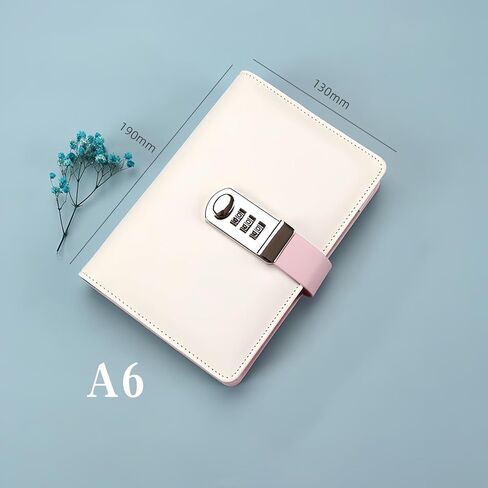 SUSOYAOCHEN Diary with Lock,Leather Journal Notebook with Combination Lock, A6 loose - leaf diary Refillable Personal Locking Notebook for Women Girls (7.5 × 5.1 Inch) (Pink) in Kuwait