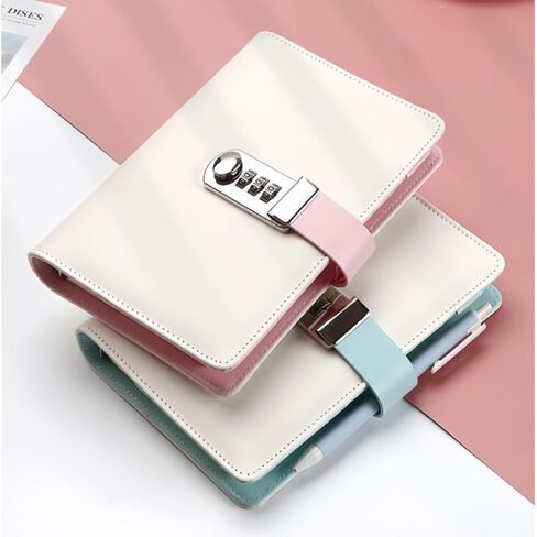 SUSOYAOCHEN Diary with Lock,Leather Journal Notebook with Combination Lock, A6 loose - leaf diary Refillable Personal Locking Notebook for Women Girls (7.5 × 5.1 Inch) (Pink) in Kuwait
