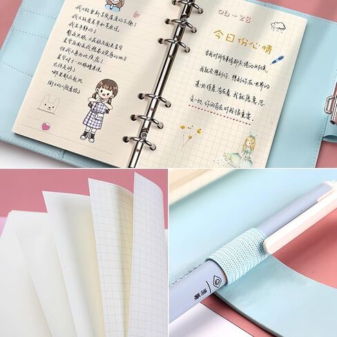 SUSOYAOCHEN Diary with Lock,Leather Journal Notebook with Combination Lock, A6 loose - leaf diary Refillable Personal Locking Notebook for Women Girls (7.5 × 5.1 Inch) (Pink) in Kuwait