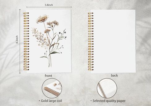 NEGIGA Vintage Boho Floral Notebook Journal, Retro Wildflower Aesthetic Journal for Women, Cottagecore Botanical Notebooks, Boho Office Supplies, Spiral Notebook 5.5x8.3 in Saudi Arabia