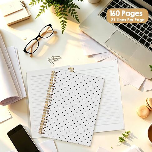 Polka Dot Spiral Notebook Journal, Polka Dot Cute Preppy Aesthetic Notebooks for Work, Girly Office Supplies Hardcover Journal Boss Gifts for Men Women A5 Hardcover Lined 160 Pages 5.5x8.3 Inch in Kuwait