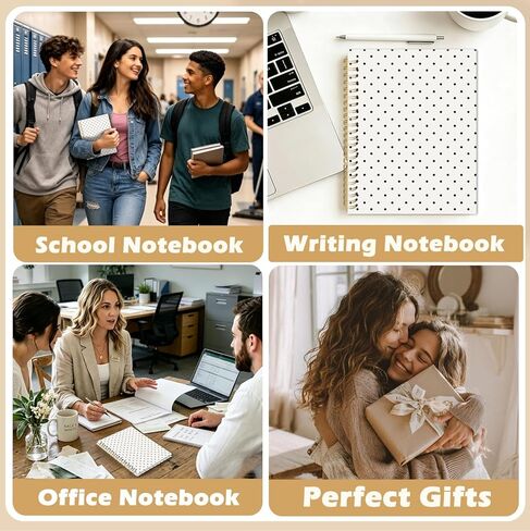 Polka Dot Spiral Notebook Journal, Polka Dot Cute Preppy Aesthetic Notebooks for Work, Girly Office Supplies Hardcover Journal Boss Gifts for Men Women A5 Hardcover Lined 160 Pages 5.5x8.3 Inch in Kuwait