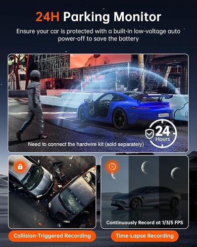 3 Channel 5K Dash Cam Built-in GPS & 5G WiFi, UHD 4K+1K+1K Triple Car Camera with 3.99" IPS Touch Screen, 4K+1080P Dash Camera Front and Rear Inside for Cars, 64GB Card Included, 24H Parking Mode in Saudi Arabia