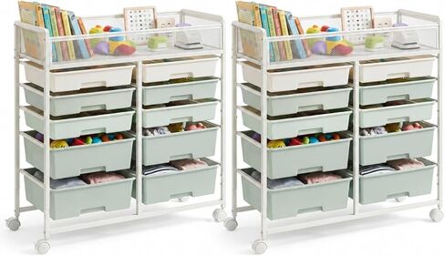 Rolling Craft Cart with 10 Drawers, Art Craft Organizers and Storage with Lockable Wheels, Utility Cart for Organizing Arts and Crafts,Yarn,Toy, School Supplies,Nail Product in Saudi Arabia
