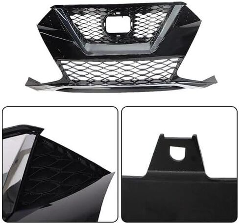 Front Upper Grille Assembly Compatible With 2019-2021 Nissan Maxima SV SR SL Exclusive Advance, ABS Black Chrome Mesh Bumper Grill Replace 62310-9DJ0A 623109DJ0A in Saudi Arabia