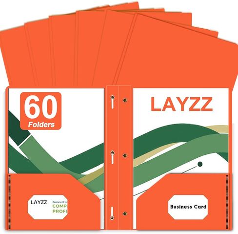 Two Pocket Folders with Prongs, LAYZZ 60 Pack Poly Plastic Folders, Heavy Duty Plastic Folders with Pockets and Prongs, Letter Size, for Offices and Schools (Green) in Saudi Arabia
