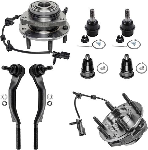 Detroit Axle - 8pc Front Wheel Bearing Hubs Kit for Chevy Trailblazer EXT SSR GMC Envoy XL XUV Buick Rainier Isuzu Ascender Saab 9-7x, 2 Wheel Bearing Hubs 2 Outer Tie Rods 4 Ball Joints Replacement in Kuwait