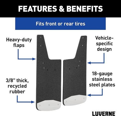 LUVERNE 251510 Front or Rear 12-Inch x 20-Inch Textured Rubber Mud Guards, Select Chevrolet Colorado, GMC Canyon, 2 Flaps in Kuwait