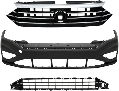 PENSUN Front Bumper Cover Upper Lower Grille Set, Black Compatible with 2019-2021 Volkswagen Jetta VW1000239 VW1036147 VW1200173 (3 Pcs) in Kuwait
