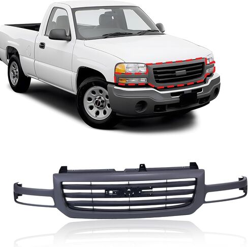 CarPartsDepot Front Grille Grill Chrome Shell With Black Insert Compatible With GMC 2003-2007 Sierra 1500 2500 Include Classic 19130791 GM1200475 in Kuwait