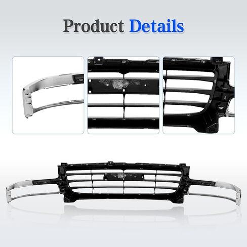 CarPartsDepot Front Grille Grill Chrome Shell With Black Insert Compatible With GMC 2003-2007 Sierra 1500 2500 Include Classic 19130791 GM1200475 in Kuwait