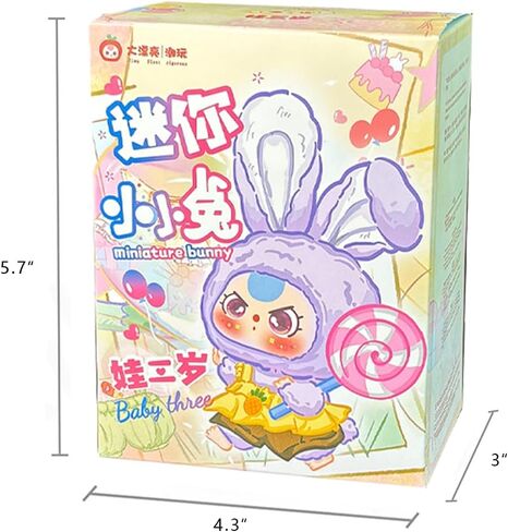 Baby Three Rabbit Macaron Cute Mini Bunny Plush Blind Box 1PC(1 of 14 Possible Styles) Cute Figures Collectible Toys Birthday Gifts (1PC BlindBox) in Saudi Arabia