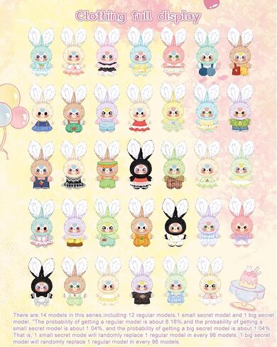 Baby Three Rabbit Macaron Cute Mini Bunny Plush Blind Box 1PC(1 of 14 Possible Styles) Cute Figures Collectible Toys Birthday Gifts (1PC BlindBox) in Saudi Arabia