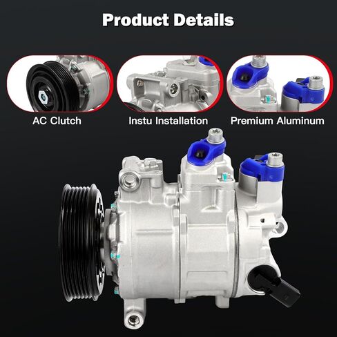 cciyu Air Conditioning Compressor Fit for Audi A3 Q3 Q7 TT 1.4L 1.8L 2.0L 2006-2018 Replaces AC Compressor for Car in Kuwait