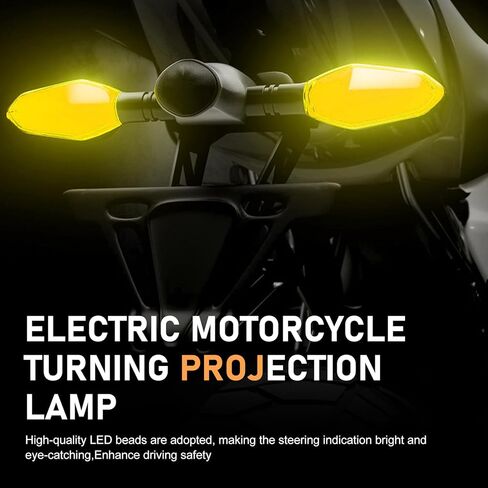 2 PCS Motorcycle LED Turn Signals Projector Light, Waterproof MotorBike LED Light with Projection Arrow, 27 Lighting Modes Turn Signal Lamp, Universal for Most Motorcycles (Yellow) in Saudi Arabia