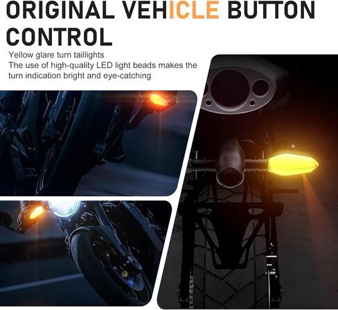 2 PCS Motorcycle LED Turn Signals Projector Light, Waterproof MotorBike LED Light with Projection Arrow, 27 Lighting Modes Turn Signal Lamp, Universal for Most Motorcycles (Yellow) in Saudi Arabia