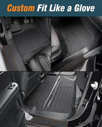All-Weather TPE Floor Mats & Door Sill Guards for Honda Ridgeline Crew Cab 2017–2026, Custom Fit Full Coverage Floor Liners with 4 Door Sill Protectors, Non-Slip Waterproof Accessories in Kuwait