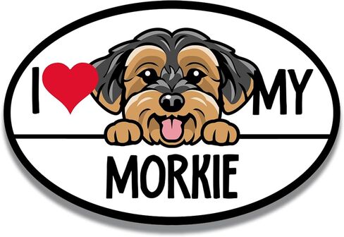 ملصق مغناطيسي Magnet Me Up I Love My Morkie Dog Breed، بيضاوي 4 × 6 بوصات، ملحق سيارة لطيف لمحبي Morkie، مغناطيس ممتص الصدمات للكلاب اللطيفة، ملحق السيارة أو الثلاجة، مصنوع في الولايات المتحدة الأمريكية in Kuwait