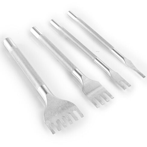 Mirror Polished Alloy Stainless Steel 4 Pieces 1/2/4/6 Fork Leather Stitching Punch Tool, Sharp Iron Leather Craft Tool Set DIY (PZH002) in Saudi Arabia
