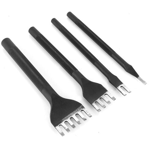 Mirror Polished Alloy Stainless Steel 4 Pieces 1/2/4/6 Fork Leather Stitching Punch Tool, Sharp Iron Leather Craft Tool Set DIY (PZH002) in Saudi Arabia
