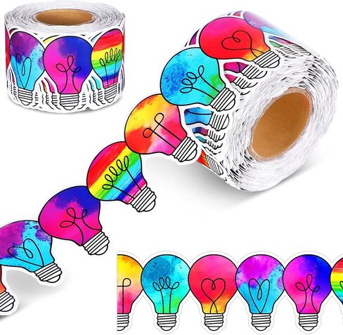 Fuutreo 65ft Vbs 2026 Bulletin Board Border Colorful Light Bulb Shaped Die-Cut Border Trim Dazzling Rainbow Bulb Strip Classroom Decoration for Back to School Office Blackboard Chalkboard in Kuwait