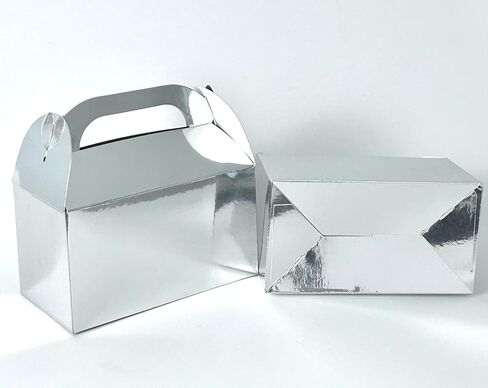 A Little Extra Co Silver party treat box – 25 Pack Silver Metalic Paper Box 6.2 x 3.6 x 3.4 Inches for Candy, Parties, Goddie Candy Bag, Boxes for Wedding, Birthday, Hollidays in Saudi Arabia